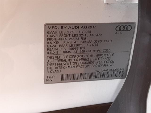 VIN WA1LAAF73JD013947 2018 Audi Q7, Premium Plus no.10