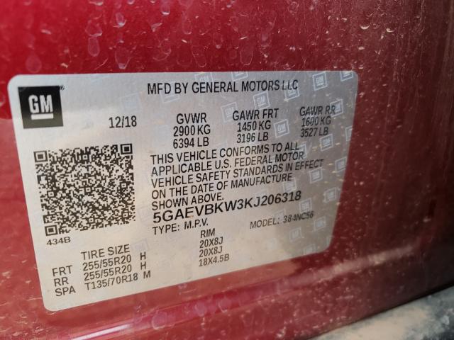 2019 BUICK ENCLAVE PR 5GAEVBKW3KJ206318