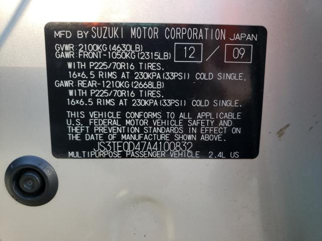 2010 SUZUKI GRAND VITA JS3TE0D47A4100832