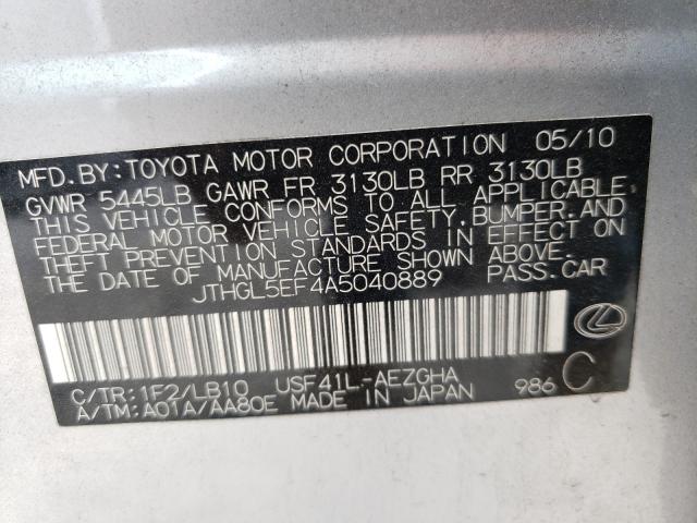 2010 LEXUS LS 460L JTHGL5EF4A5040889