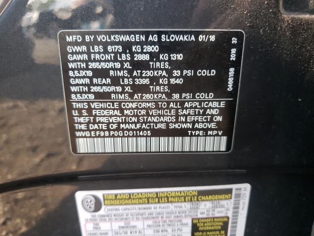 2016 VOLKSWAGEN TOUAREG SP WVGEF9BP0GD011405