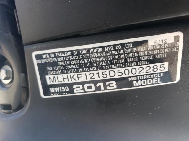 2013 HONDA PCX 150 MLHKF1215D5002285