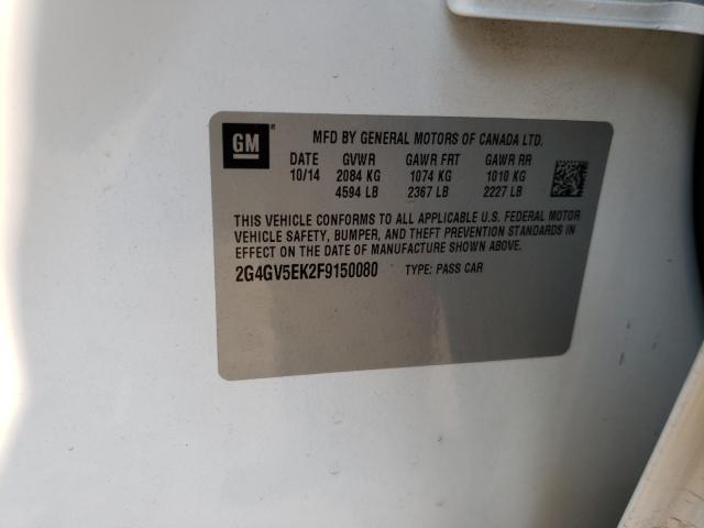 2015 BUICK REGAL 2G4GV5EK2F9150080