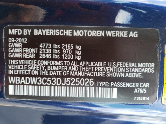 2013 BMW 323 I WBADW3C53DJ525026
