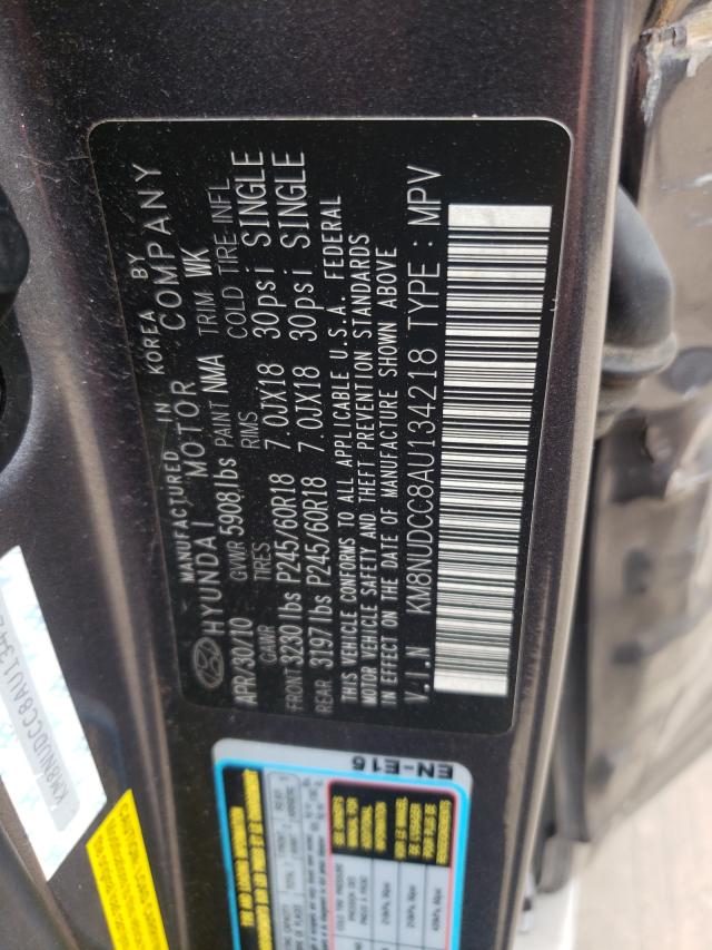 2010 HYUNDAI VERACRUZ G KM8NUDCC8AU134218