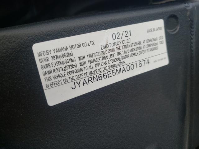 2021 YAMAHA YZFR1 JYARN66E5MA001574