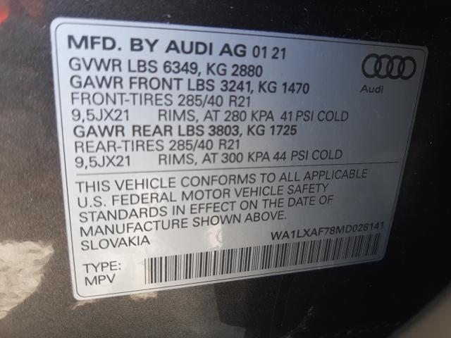 VIN WA1LXAF78MD028141 2021 Audi Q7, Premium Plus no.10