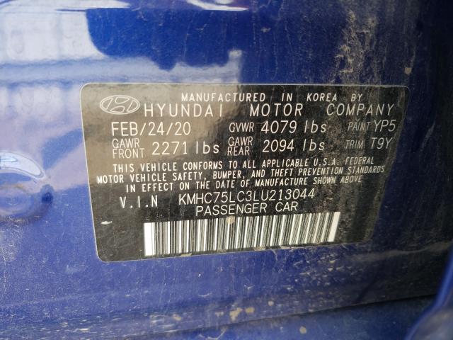 2020 HYUNDAI IONIQ SE KMHC75LC3LU213044