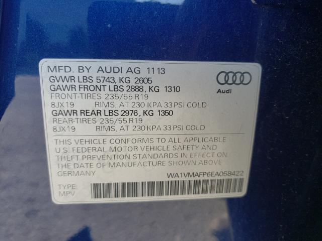 2014 AUDI Q5 TDI PRE WA1VMAFP6EA058422