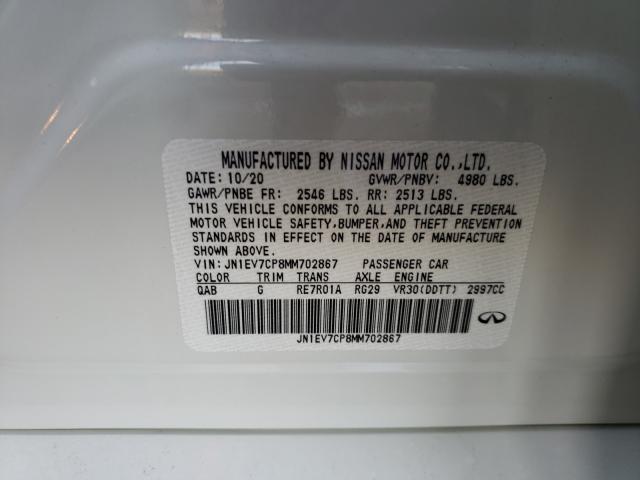 2021 INFINITI Q50 SENSOR JN1EV7CP8MM702867