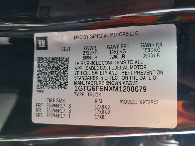 2021 GMC CANYON AT4 1GTG6FENXM1208679