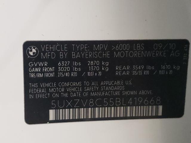 2011 BMW X5 XDRIVE5 5UXZV8C55BL419668