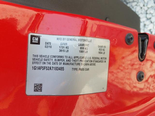2010 CHEVROLET COBALT 2LT 1G1AF5F52A7183485