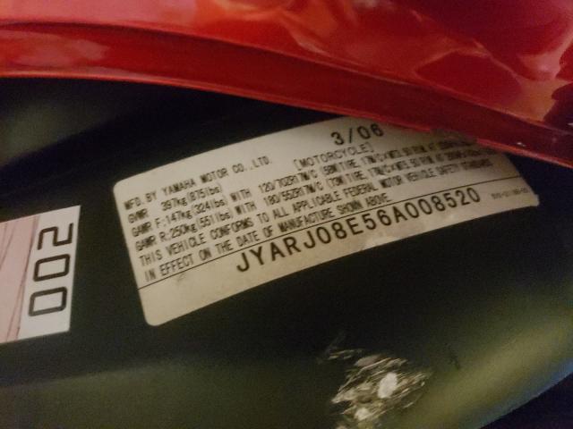 2006 YAMAHA FZ6 JYARJ08E56A008520