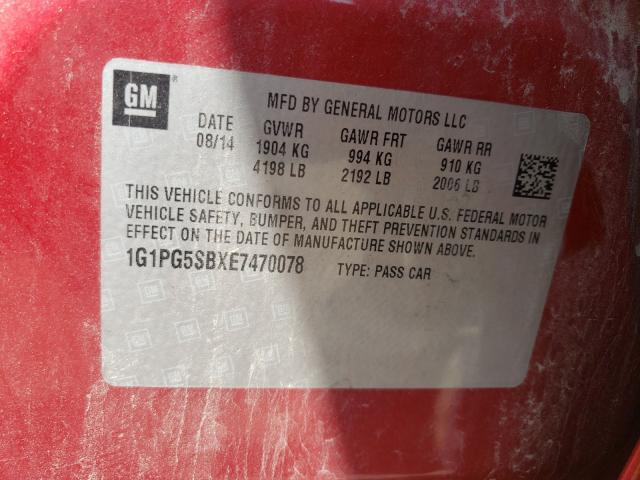 Auction sale of the 2014 CHEVROLET CRUZE , vin: 1G1PG5SBXE7470078, lot number: 52807251