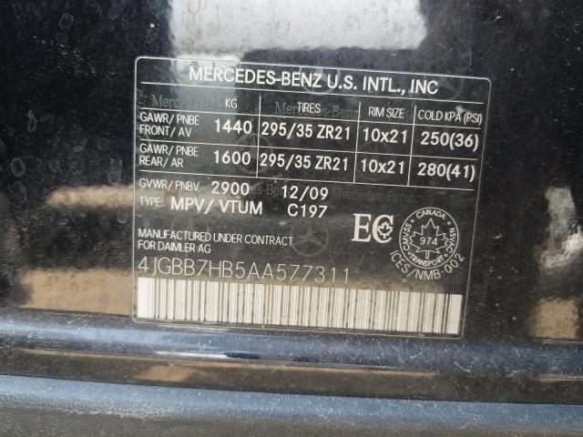 2010 MERCEDES-BENZ ML 63 AMG 4JGBB7HB5AA577311