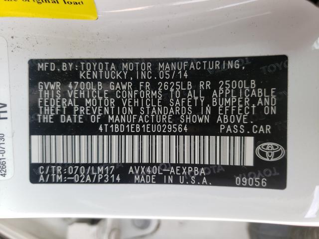 2014 TOYOTA AVALON HYB 4T1BD1EB1EU029564