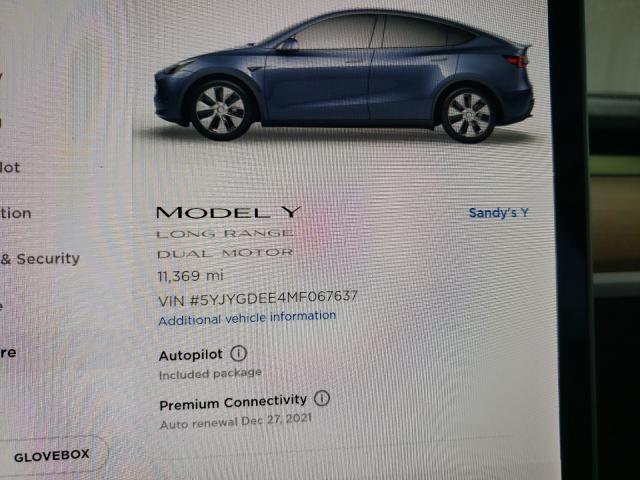 2021 TESLA MODEL Y 5YJYGDEE4MF067637