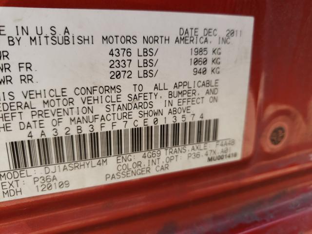 2012 MITSUBISHI GALANT ES 4A32B3FF7CE013574