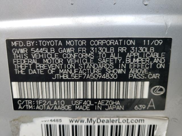 2010 LEXUS LS 460 JTHBL5EF7A5094830