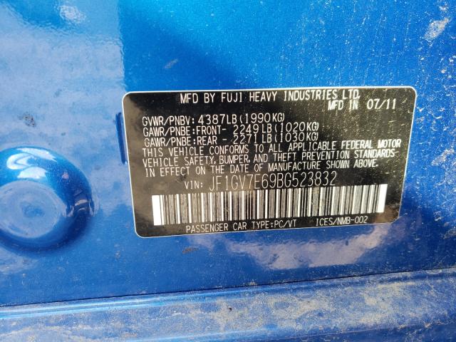 2011 SUBARU IMPREZA WR JF1GV7E69BG523832