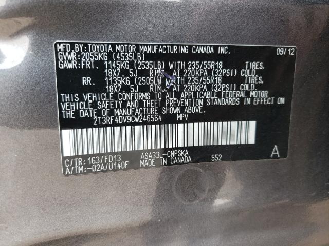 2012 TOYOTA RAV4 SPORT 2T3RF4DV9CW246564