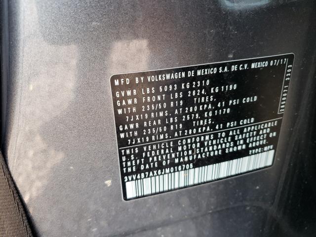 2018 VOLKSWAGEN TIGUAN SEL 3VV4B7AX6JM016705