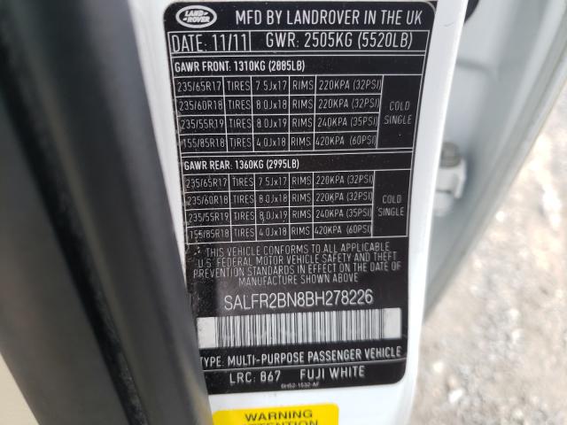 2011 LAND ROVER LR2 HSE SALFR2BN8BH278226