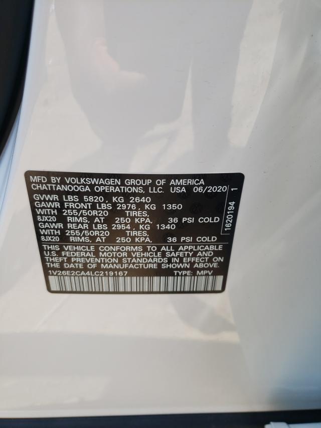 2020 VOLKSWAGEN ATLAS CROS 1V26E2CA4LC219167