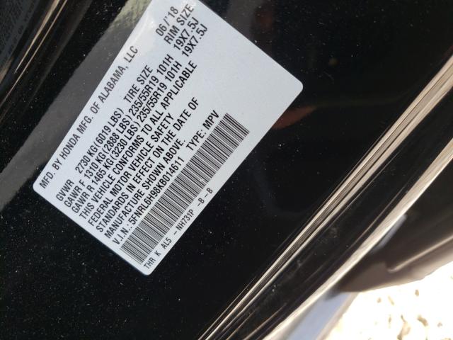 2019 HONDA ODYSSEY EL 5FNRL6H98KB014611