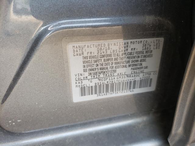 2019 NISSAN SENTRA S/S 3N1AB7AP5KY213766
