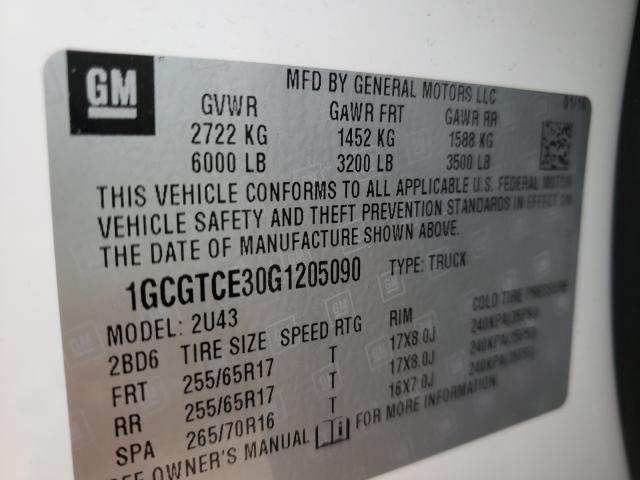 2016 CHEVROLET COLORADO L 1GCGTCE30G1205090