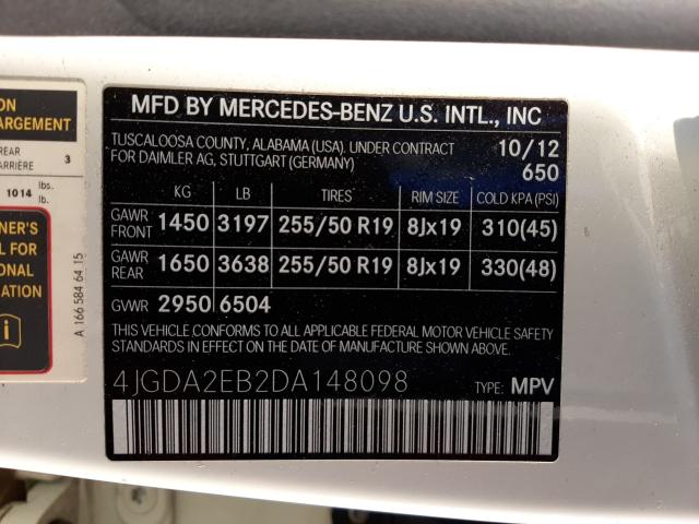 2013 MERCEDES-BENZ ML 350 BLU 4JGDA2EB2DA148098