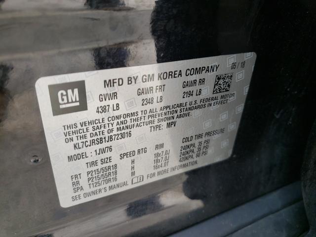 2018 CHEVROLET TRAX PREMI KL7CJRSB1JB723016