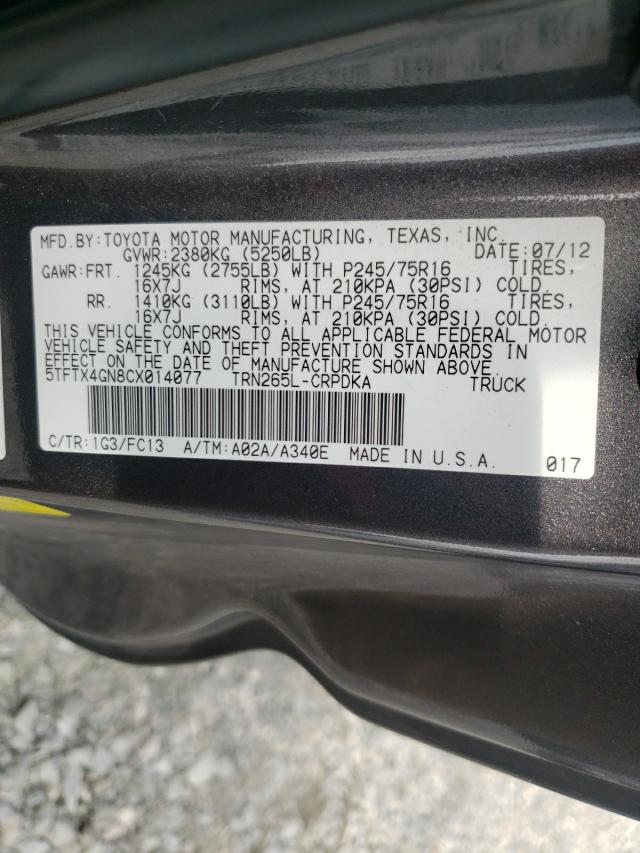 2012 TOYOTA TACOMA PRE 5TFTX4GN8CX014077