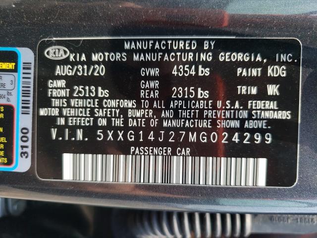 2021 KIA K5 LXS 5XXG14J27MG024299