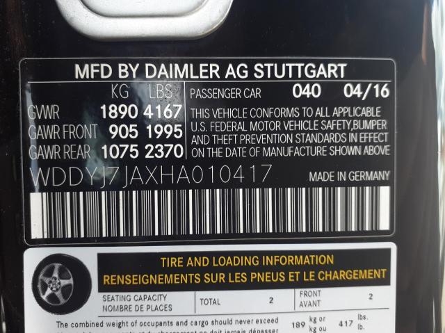 2017 MERCEDES-BENZ AMG GT S WDDYJ7JAXHA010417