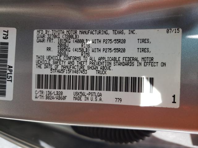 2015 TOYOTA TUNDRA CRE 5TFHW5F15FX487453