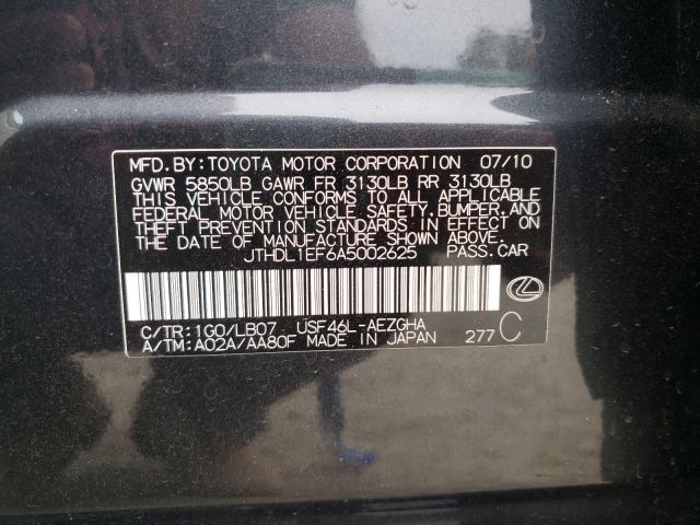 2010 LEXUS LS 460L JTHDL1EF6A5002625