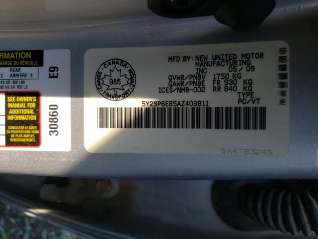 2010 PONTIAC VIBE 5Y2SP6E85AZ409811