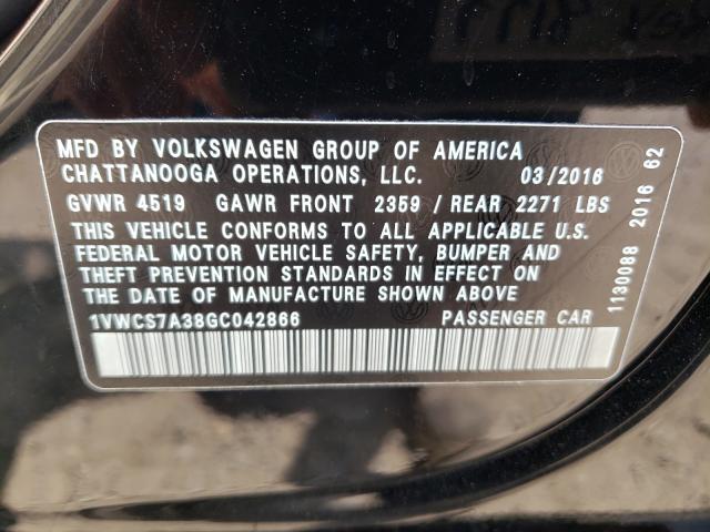2016 VOLKSWAGEN PASSAT 1VWCS7A38GC042866