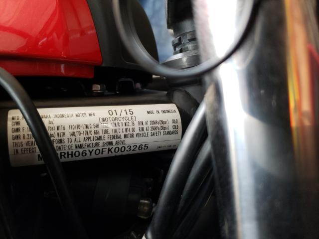 2015 YAMAHA YZFR3 MH3RH06Y0FK003265