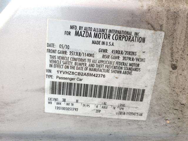 2010 MAZDA 6 S 1YVHZ8CB2A5M42376