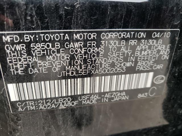 2010 LEXUS LS 460L JTHDL5EFXA5002053