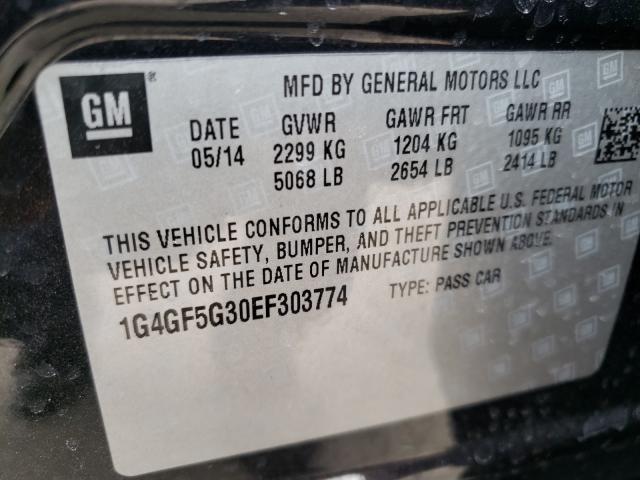 2014 BUICK LACROSSE T 1G4GF5G30EF303774