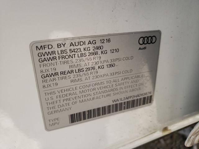 VIN WA1L2AFP2HA093878 2017 Audi Q5, Premium Plus no.10