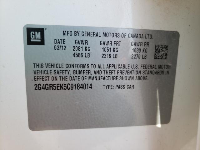 2012 BUICK REGAL 2G4GR5EK5C9184014