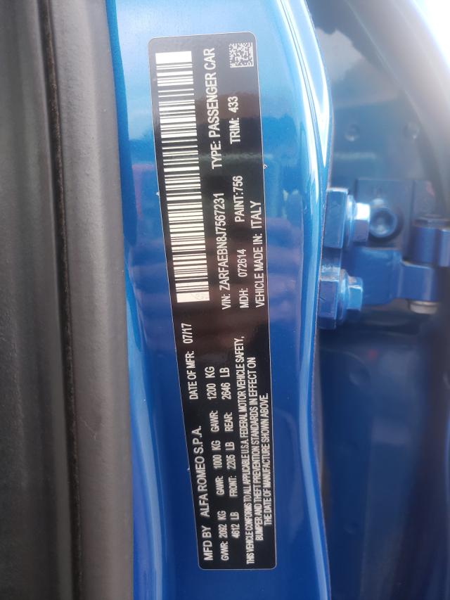 2018 ALFA ROMEO GIULIA ZARFAEBN8J7567231
