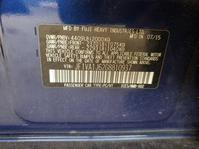 2016 SUBARU WRX LIMITE JF1VA1J62G8810937
