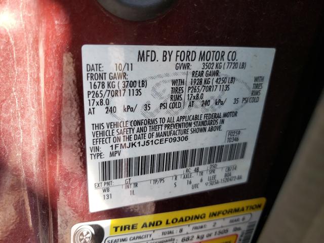 2012 FORD EXPED XLT 1FMJK1J51CEF09306